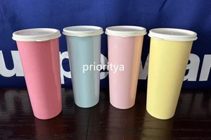 Tupperware Straight 470ml / 16oz Vintage Stacking Tumbler Flat Seal Set of 4 New - Picture 1 of 3