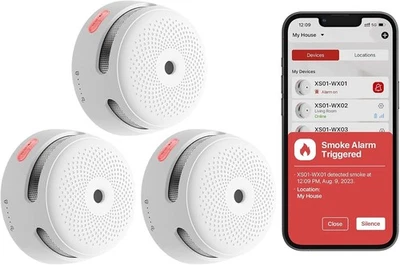 X-Sense Wi-Fi Smoke Alarm For Home/Office Replaceable Battery XS01-WX (3 PACK)