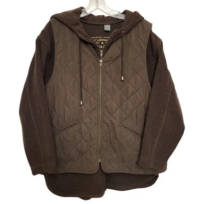 Liz Claiborne Lizwear 2 In 1 Full Zip Hooded Sweater w/ Quilted Vest M Petite - Image 1 of 4