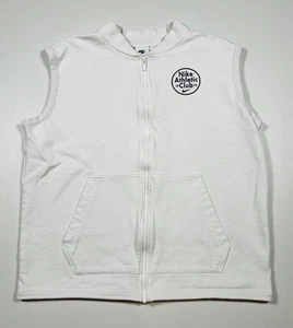 Nike Athletic Club Vest Mens Medium White Full Zip Sleeveless Jacket 1972 Swoosh - Picture 1 of 9