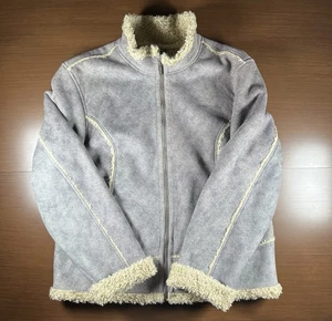 Cabelas Jacket Womens XL Brown Faux Leather Suede Fleece Lined Outdoor - Picture 1 of 2