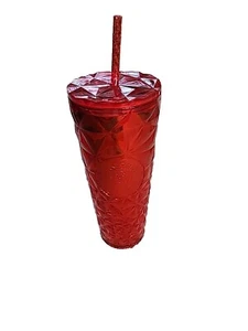New Starbucks Holiday 2023 Winter Red Prism Poinsetta 24oz Cold Cup Tumbler - Picture 1 of 2