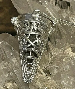 Cage Style TOURMALINE PENDULUM 2 styles TRIQUETRA/PENTACLE- Protection SCRYING - Picture 1 of 12