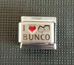 I ❤️ LOVE BUNCO Italian Uberry Charm Link Stainless Steel Enamel Laser 9mm - Picture 1 of 2