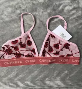 Calvin Klein Glitter V-Day Unlined Triangle Bralette Bra 000QF6690E Pale Orchid - Picture 1 of 9