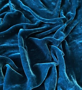 Teal Green Silk Velvet Fabric by the Yard, 1/2 Yard and 1/4 Yard - Picture 1 of 4
