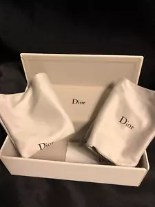 Dior Sunglasses Eyeglasses White Hard Case & Gray Pouch & Cleaning Cloth EMPTY - Picture 1 of 5