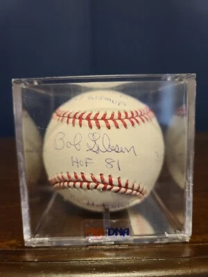 Bob Gibson Stat Baseball with 7 inscriptions; PSA Grade 9; HOFer; STL Cardinals - Image 1 of 4