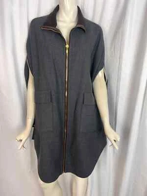 Poncho TORY BURCH Capa Cremallera Frontal Gris Talla Mediana Foto 1 de 4