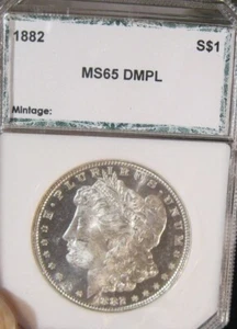 1882 Morgan silver dollar - BU, PCI Green, 10 digit code, DMPL 5020 - Picture 1 of 4
