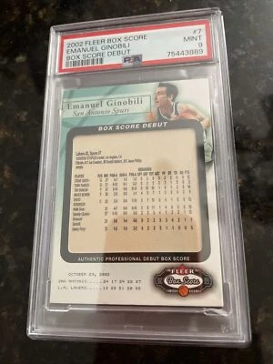 2002-03 Fleer Box Score Box Score Debut #7 Emanuel Ginobili RC! 1235/2002 PSA 9 - Image 1 of 4
