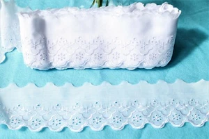 Mercerie Broderie ★Dentelle 8 cm coton★Au metre Blanc Bx2 couture Neuf Lace trim - Imagen 1 de 1