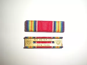 1950er US ARMEE ZWEITER WELTKRIEG SIEGESMEDAILLE BANDLEISTE - NS MEYER MARKIERT - Bild 1 von 1