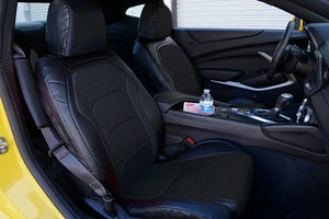 CHEVY CAMARO 2016 - CUERO NEGRO - FUNDA DE ASIENTO DELANTERO AJUSTE PERSONALIZADO - Imagen 1 de 5