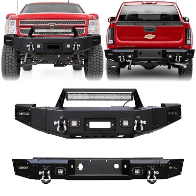 Vijay For2007-2013 Chevy Silverado 1500 Front/Rear Bumper With Winch Plate&Light — 第 1/4 张图片