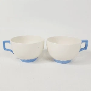 2 Vintage Johnson Bros English Oak White Blue Trim Tea Cups - Picture 1 of 5