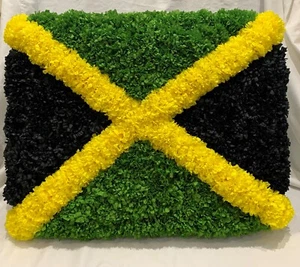 Jamaica Flag Artificial Silk Funeral Flowers Floral Wreath Memorial Country Flag - Picture 1 of 5