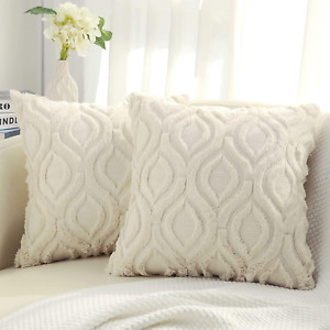 Decoruhome Decorative Throw Pillow Covers 18X18, Soft Plush Faux Wool