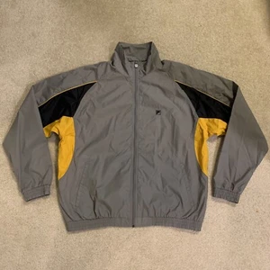 FILA Windbreak Full Zip Jacket Pockets Black Light Gray Yellow Mens Size XL - Picture 1 of 12
