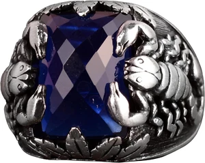 925 Sterling Silver Ring, Scorpio Ring, Handmade Ring, Created Sapphire Stone, S - Picture 1 of 5