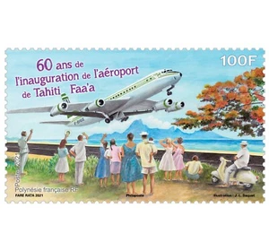 polynesien 2021 polynesie 60 ann airport Flughafen Tahiti Faa'a avion 1v mnh - Bild 1 von 1
