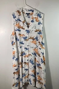 Womens ModCloth Horse Sleeveless Sundress 3X Viscose Rayon Belted NWT - Picture 1 of 11