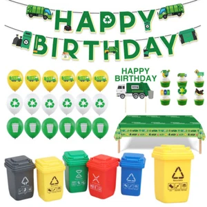 Green Environmental Garbage Truck Theme Party Decoration Supplies Banner Trash C - Picture 1 of 29
