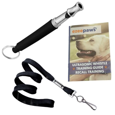 EZEE PAWS Professional Dog Training Whistle with Lanyard and Recall Training Book Guide