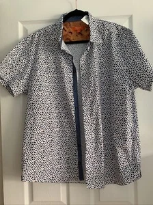 TALLIA Men's Button Shirt Blue Leaf Short Sleeve Size XXL - Foto 1 di 12