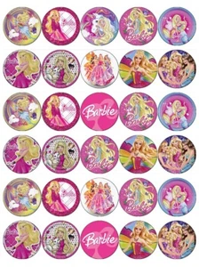 Barbie x 30 tapas comestibles para cupcakes obleas comestibles papel de hadas para pasteles - Imagen 1 de 3