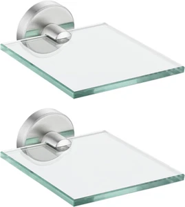 JQK Small Floating Glass Shelves Brushed, 4 Inch Display Ledges for Wall - Picture 1 of 12