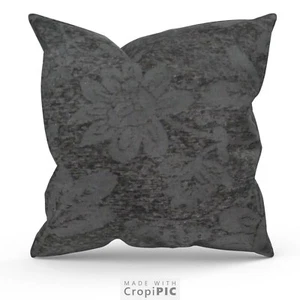 Black Cushion Covers /complete Cushions 22" 24" 26" Quality Chenille Set Of 2 - Picture 1 of 8