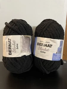 PACK OF 2: Yarnspirations Bernat Blanket Extra Yarn. 300g Each. Color BLACK. New - Picture 1 of 5