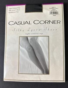Vintage Pantyhose Navy NEW WITH TAGS Sheer Light Control Top Y2K Casual Corner - Picture 1 of 4