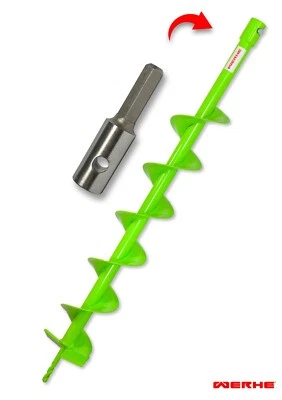 WERHE Erdbohrer für bohrmaschine mit HEX adapter ⌀120 mm, 80cm länge