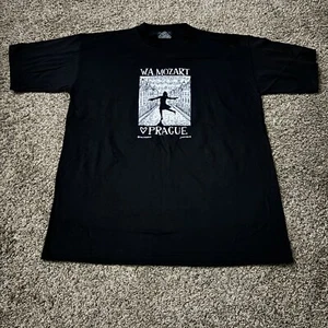 Vintage W.A. T-shirt Mozart Praga taglia grande arte Praha maglietta fatta a mano 1991 musica - Foto 1 di 8