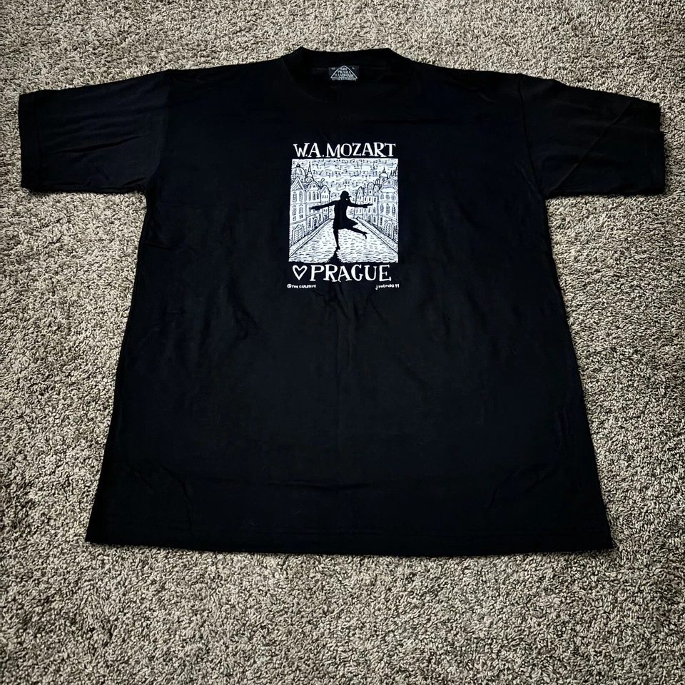 De colección W.A. Camiseta Mozart Praga Talla Grande Arte Praha Hecha a Mano Camiseta 1991 Música Foto 1 de 4