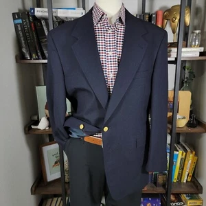VTG Evan Picone Men's Sport Coat Blazer Two Button Deep Navy Wool Size 46L - Picture 1 of 16