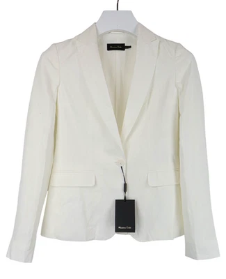 Massimo Dutti Blazer Women EUR 36 Ivory Single Breasted Pocket Pure Linen - Image 1 of 4