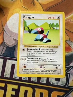 Shadowless PORYGON 39/102 Base Set - WOTC Vintage Pokémon Card 1999 - MP - Image 1 of 2
