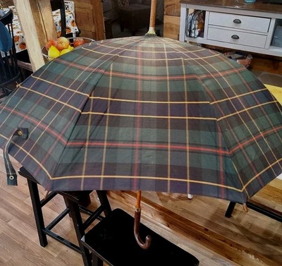 Vintage Ralph Lauren Black Watch Plaid Umbrella Wood Handle   80’s - Image 1 of 4