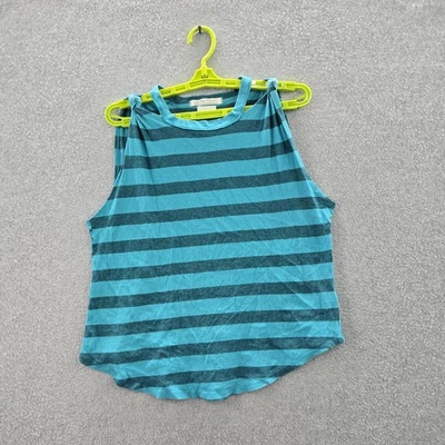 Camiseta sin mangas We The Free para mujer M verde azulado algodón lino rayas torcido corbata túnica Foto 1 de 4