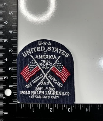 Polo Ralph Lauren Custom Embroidered USA Flags Dry Good Supplies Sew On Patch - Image 1 of 4