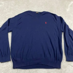 Polo Ralph Lauren Pullover Herren XXL dunkelblau V-Ausschnitt Baumwolle Strick Business Golf - Bild 1 von 9