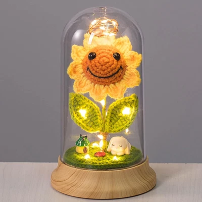 Girasol Eterno Regalos para Mujer, Crochet Artificial Flor Sol Decoración en Plástico Foto 1 de 4