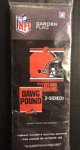 CLEVELAND BROWNS DAWG POUND DOUBLE SIDED GARDEN FLAG 12"X18" YARD BANNER - Picture 1 of 3