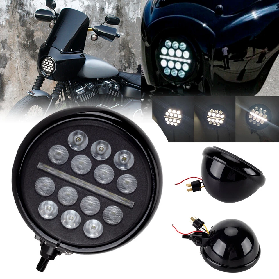 5 3/4" LED Headlight Hi/Low Beam DRL Lamp For Harley Dyna Softail Sportster XL — 第 1/4 张图片