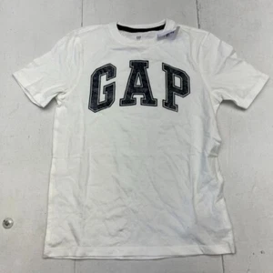 Gap White & Black Logo Printed Short Sleeve T-Shirt Kids Size Medium NEW - Picture 1 of 8