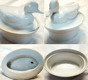 PLATO CAJA DE PATO CUBIERTO SEGURO CON CORDÓN AZUL/BLANCO RARO/MICRO/HORNO/LAVAVAVAJILLAS - Imagen 1 de 12