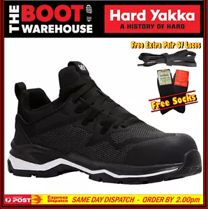 Hard Yakka Y60190 Work Shoes 'ICON' BLACK Composite Safety Lightweight NO METAL - Picture 1 of 7